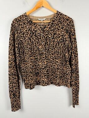L.K. Bennett CD NESTIE Medium Animal Print 100% Wool Cardigan NWOT